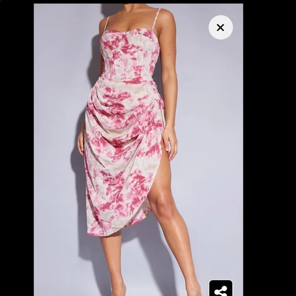 open lace back dress Let Go Baby Pink Ruched Mini Dress - US 4